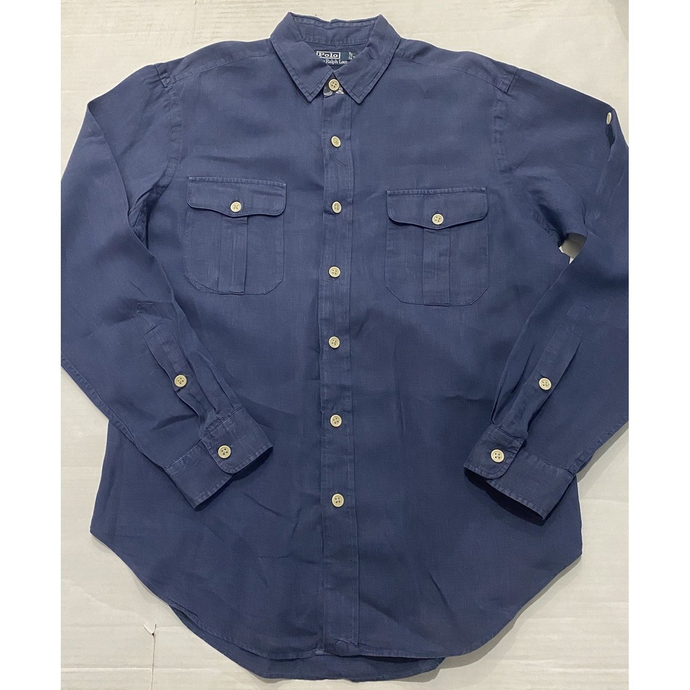 Polo Ralph Lauren Button Up Shirt Linen Luxury Long Sleeve. Men's Medium. NEW